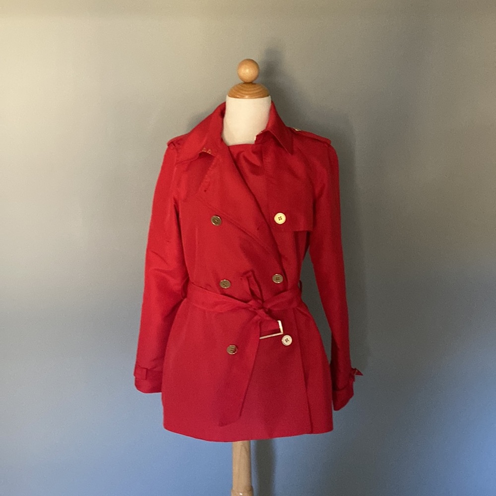 Charter Club Women’s Classic Trench Coat Red Size Petit S/M